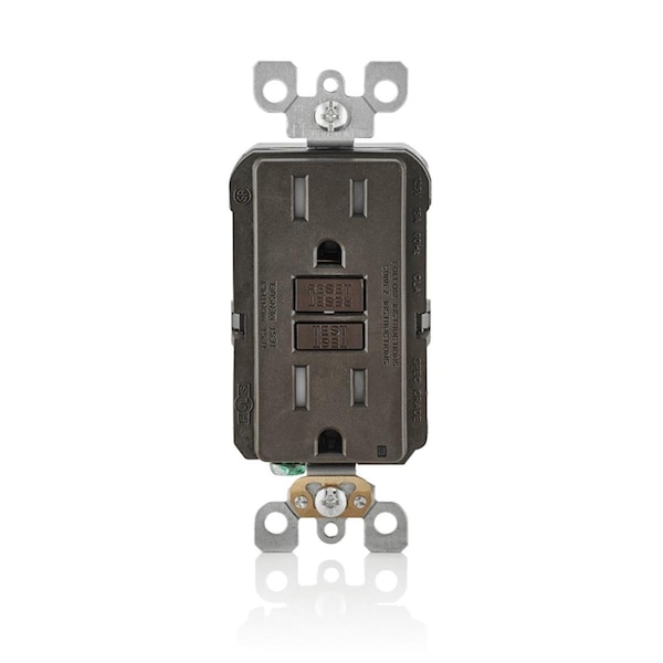 Ezgeneration 15 amps 125V 5-15R Smartlockpro Duplex GFCI Outlet Brown - EZ3309846