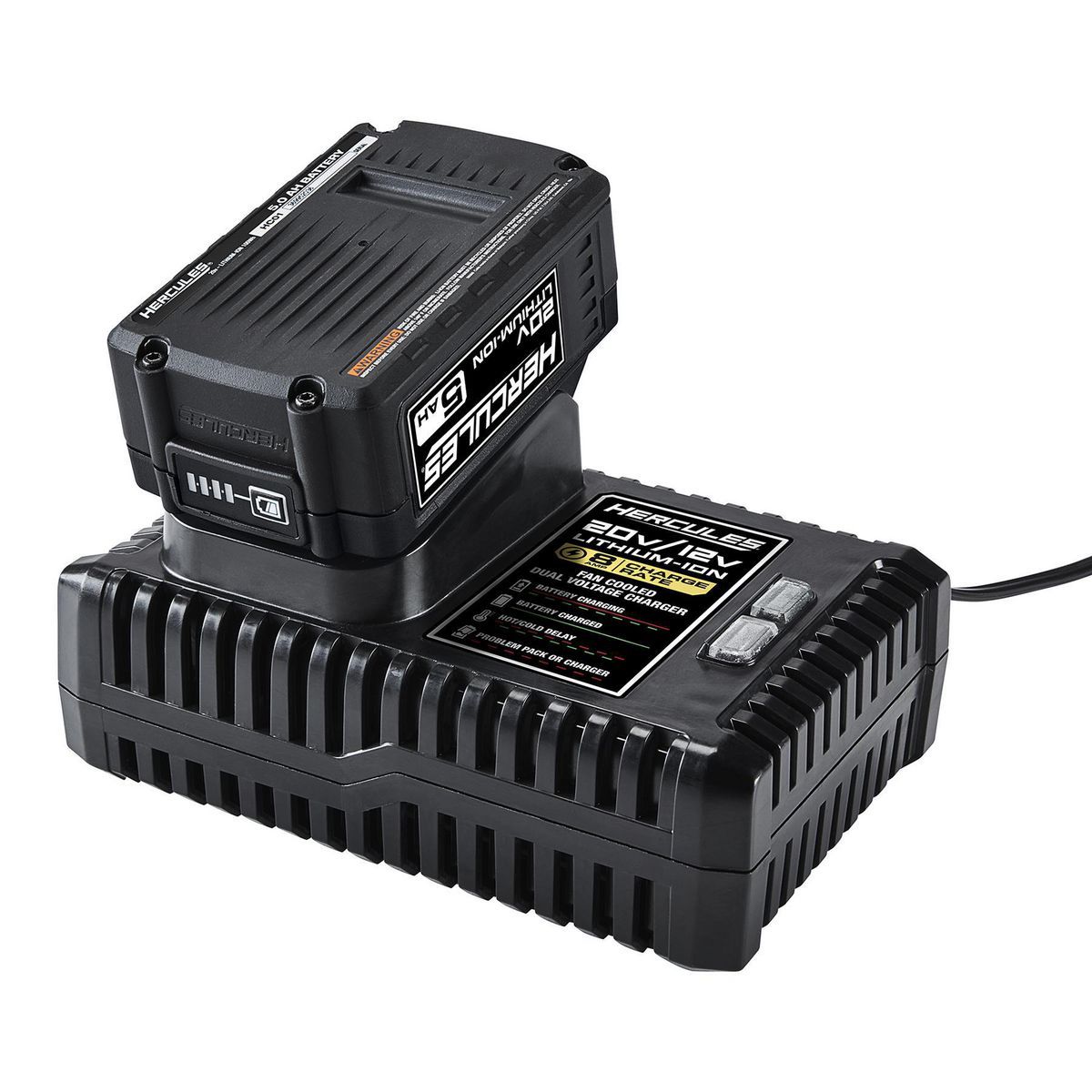 Cargador de batería de iones de litio enfriado por ventilador de voltaje dual Hercules 20V/12V - 58922