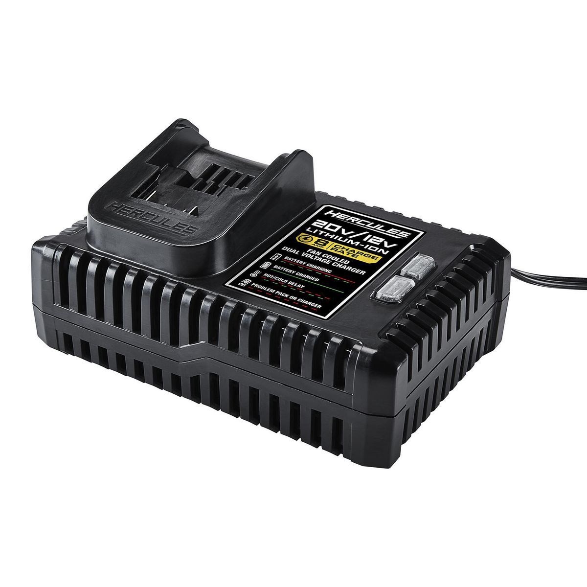 Cargador de batería de iones de litio enfriado por ventilador de voltaje dual Hercules 20V/12V - 58922