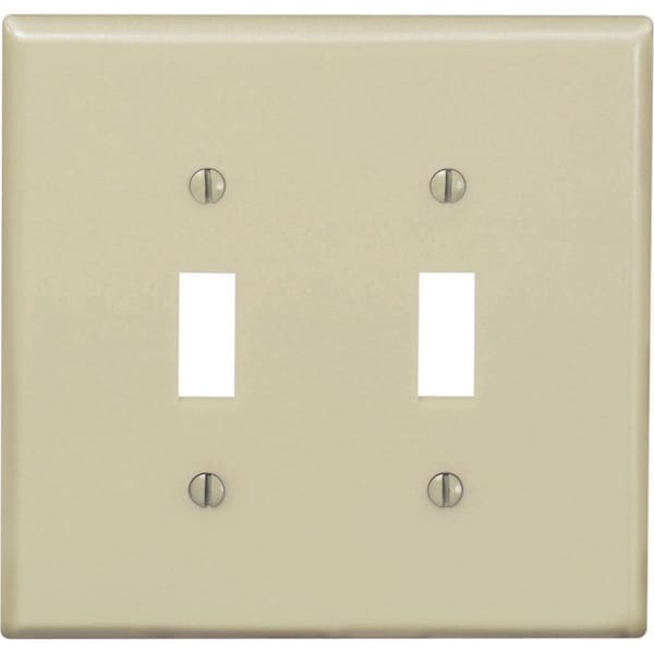 Leviton Ivory 2 gang Nylon Toggle Wall Plate - 00PJ2-00I