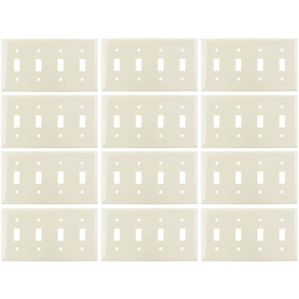 Sunlite 4-Gang Toggle Switch Plate Plastic, Matching Screws Included, UL Listed, Ivory, 12 Count, 12PK - 40890-NS