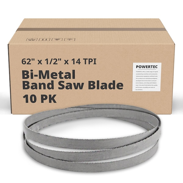 Powertec 62 in L, 1/2 in W, 14 TPI, Bi-Metal, 0.025 in Thick, 10 PK - 13230-P10