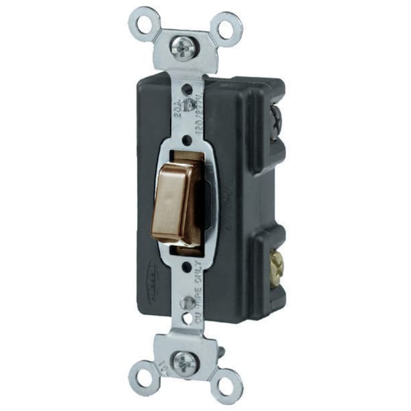 Hubbell Wiring Device-Kellems Switches and Lighting Controls, Industrial Grade, PresSwitch, General Purpose AC, Four Way, 20A 120/277V AC, Screw Terminals, Brown - HBL1284