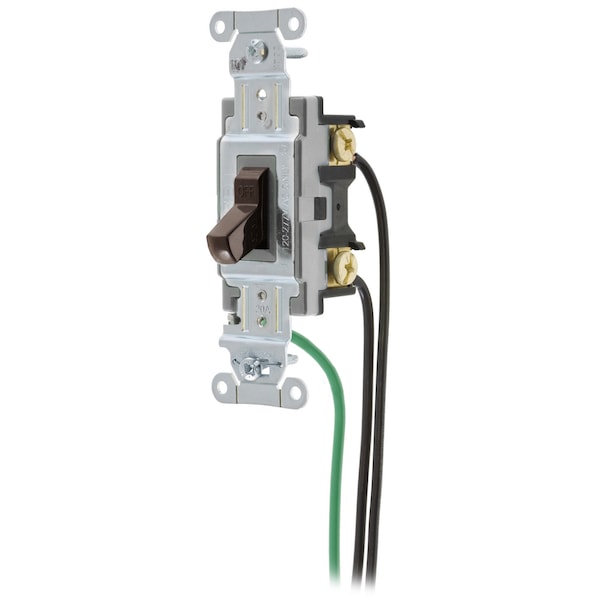 Hubbell Wiring Device-Kellems Spec Grade, Toggle Switches, General Purpose AC, Double Pole, 20A 120/277V AC, Back and Side Wired, Pre-Wired with 8" #12 THHN, Brown - CSL220