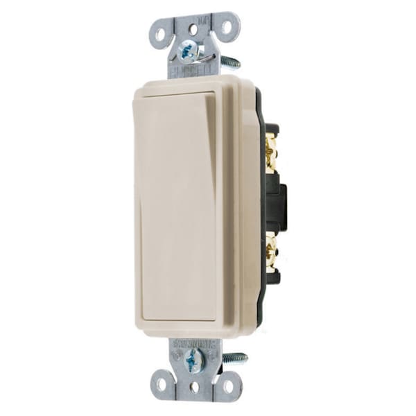 Hubbell Wiring Device-Kellems Switches and Lighting Control, Decorator Switch, Specification Grade, Four Way, 20A 120/277V AC, Back and Side Wired, Light Almond - DS420LA