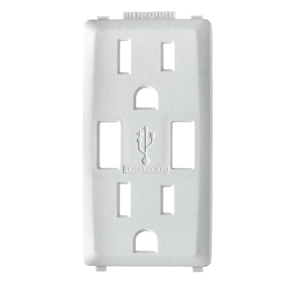 Leviton COMBINATION DEVICE SWITCH WH/WH RENU USB CHARGER 15A REC FACEPLATE - RKAA1-WW