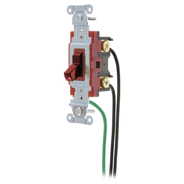 Hubbell Wiring Device-Kellems Hubbell- PRO Series, Toggle Switches, General Purpose AC, Three Way, 20A 120/277VAC, Back and Side Wired, Pre-Wired with 8" #12 THHN - 1223PWR