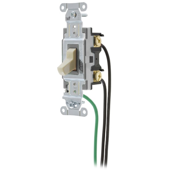 Hubbell Wiring Device-Kellems Spec Grade, Toggle Switches, General Purpose AC, Double Pole, 20A 120/277V AC, Back and Side Wired, Pre-Wired with 8" #12 THHN - CSL220I