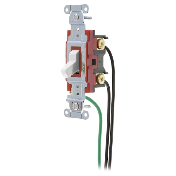 Hubbell Wiring Device-Kellems Hubbell- PRO Series, Toggle Switches, General Purpose AC, 4 Way, 20A 120/277VAC, Back and Side Wired, Pre-Wired with 8" #12 THHN - 1224PWW