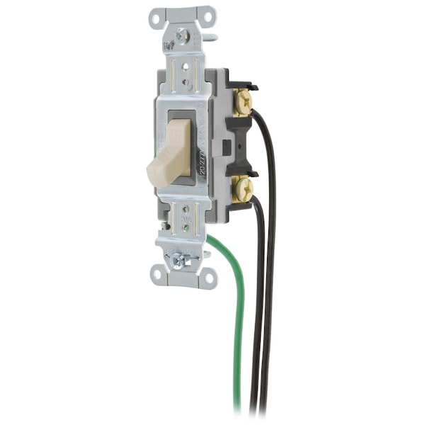 Hubbell Wiring Device-Kellems Switches and Lighting Controls, Spec Grade, Toggle Switches, General Purpose AC, 20A 120/277V AC, Back and Side Wired, Pre-Wired with 8" #12 THHN - CSL220LA