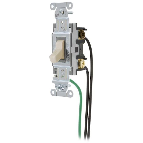 Hubbell Wiring Device-Kellems Spec Grade, Toggle Switches, General Purpose AC, Four Way, 20A 120/277V AC, Back and Side Wired, Pre-Wired with 8" #12 THHN - CSL420LA