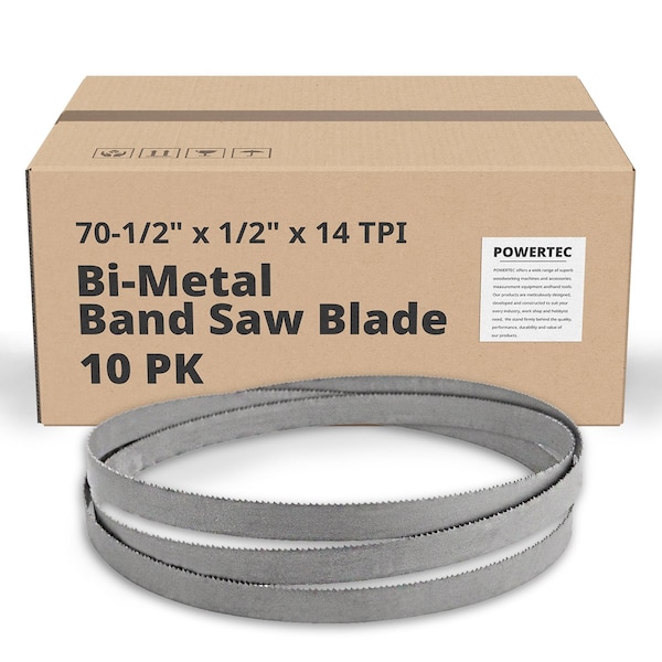 Powertec 70.5 in L, 1/2 in W, 14 TPI, Bi-Metal, 0.025 in Thick, 10 PK - 13240-P10