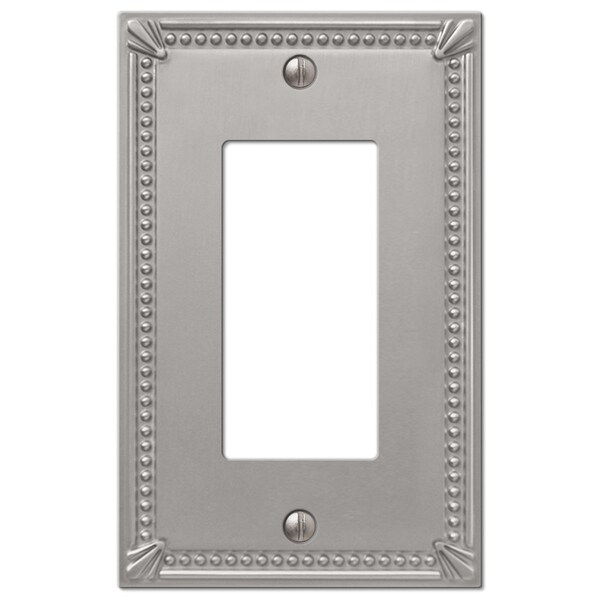 Amerelle Imperial Bead Brushed Nickel Gray 1 gang Metal Rocker Wall Plate - 74RBN