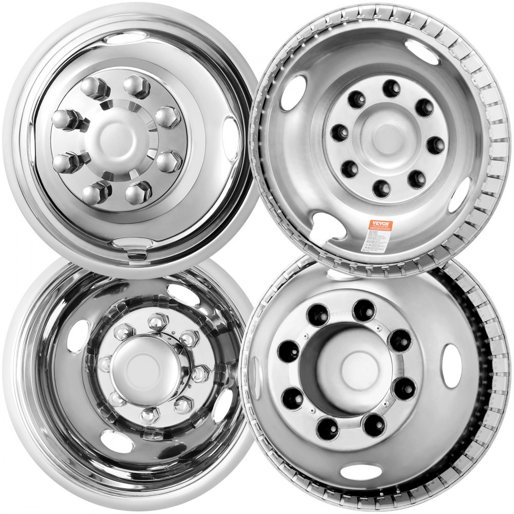 VEVOR 16-inch Wheel Simulators, 304 Stainless Steel Wheel Simulator Kit with Mirror Polished Finish, 2 Front and 2 Rear Wheel Covers Fit for Ford F350 (1974-1998), 4 pcs - CLMNQ16YC4PCQWZ22V0
