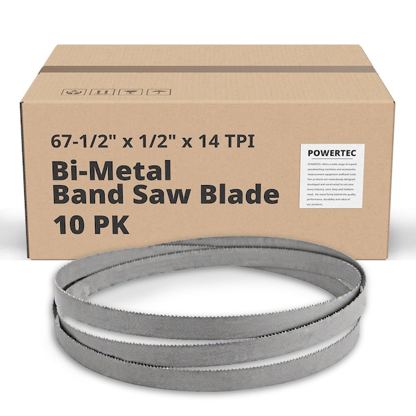 Powertec 67.5 in L, 1/2 in W, 14 TPI, Bi-Metal, 0.025 in Thick, 10 PK - 13360-P10