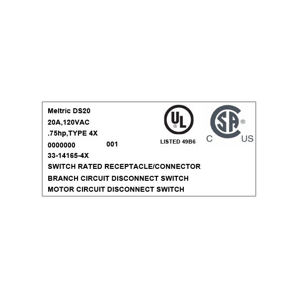 Meltric 33-14165-4X RECEPTACLE TYPE 4X WATERTIGHTNESS - 33-14165-4X