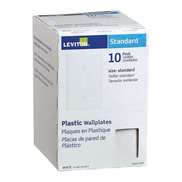 Leviton TOGL SWTCH WLPLT10PK WHT - 88001-WMP
