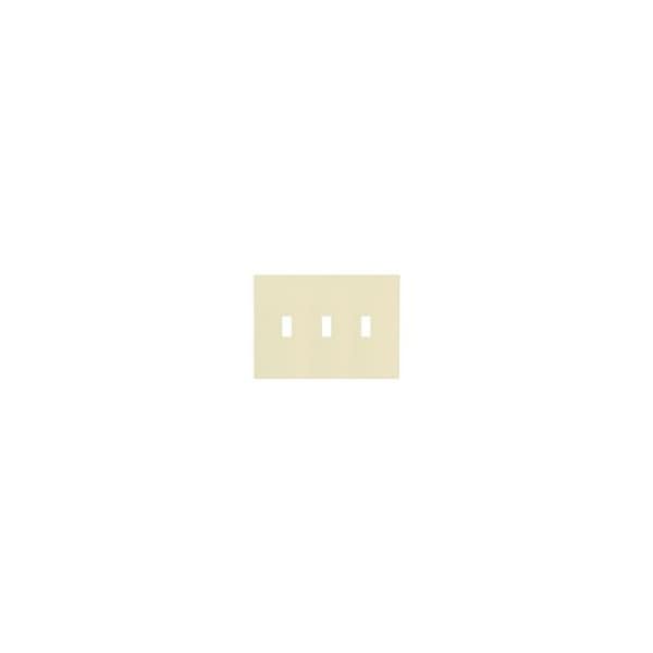 Eaton Wiring Devices SCREWLESS WALLPLATE, SCREWLESS, ALMOND, TOGGLE CUTOUT, POLYCARBONATE, THREE- GANG, MID-SIZE - PJS3A