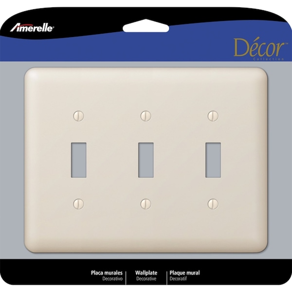 Amerelle Devon Light Almond 3 gang Stamped Steel Toggle Wall Plate - 935TTTAL