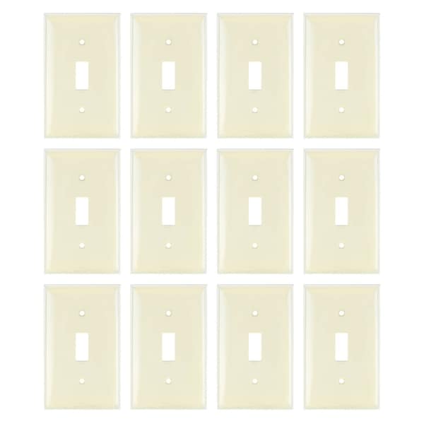 Sunlite 1-Gang Toggle Swtch Plate, Ivory Standard 4.5-in X 2.8-in  Matching Screws Included UL Listed, 12PK - 40884-NS