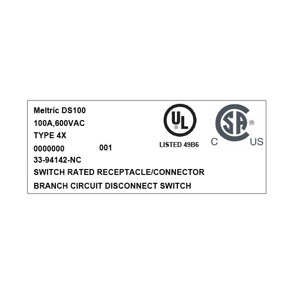 Meltric 33-94142-NC RECEPTACLE NORMALLY CLOSED LID - 33-94142-NC