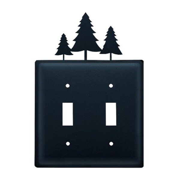 Village Wrought Iron Village Wrought Iron ESS-20 Pine Trees Switch Cover Double - Black - ESS-20