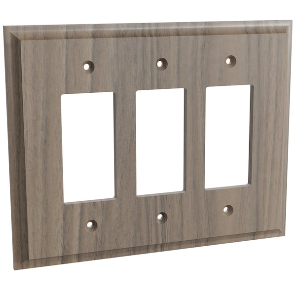 Designs Of Distinction Triple Levington Switch Plate - Walnut - 01453003WL1