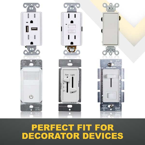 Faith 4-Gang Decorator Screwless Wall Plates, Fits GFCI, USB Recep, Dimmers, Light Controls, Light Almond - SWP4-LA-01