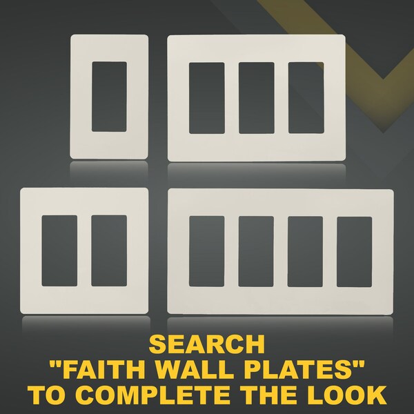 Faith 4-Gang Decorator Screwless Wall Plates, Fits GFCI, USB Recep, Dimmers, Light Controls, Light Almond - SWP4-LA-01