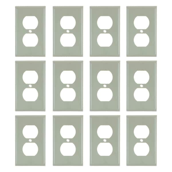 Sunlite Duplex Single Gang switch Cover Plate, Almond, Plastic, UL Listed, 12PK - 40894-NS