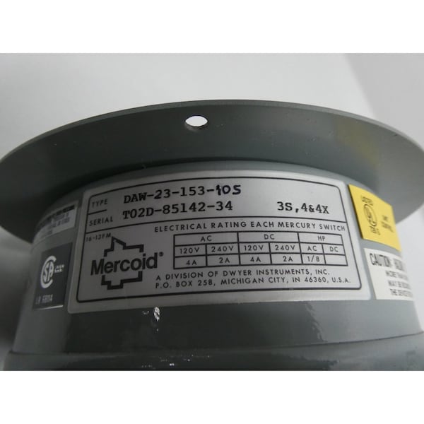 Mercoid Interruptor de presión 25-600PSI 120/240V-AC 120/240V-DC - DAW-23-153-10S