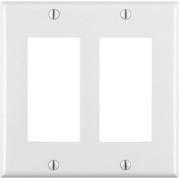 Decora Leviton  White 2 gang Thermoset Plastic GFCI/Rocker Wall Plate - 80409-00W