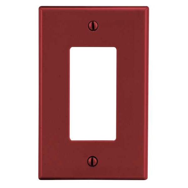 Hubbell Rocker Wall Plate, Number of Gangs: 1 Plastic, Smooth Finish, Red - P26R