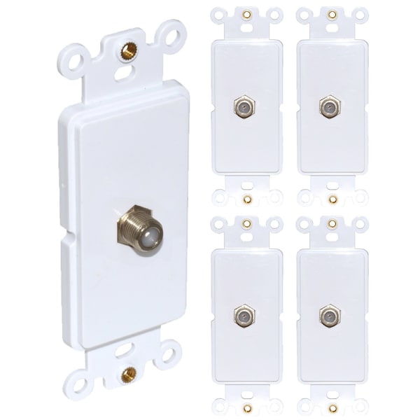 Newhouse Hardware Decora Cable Insert For Decorator Wall Plates, F Connector for CATV Video, White, 5PK - CVI-WH-05