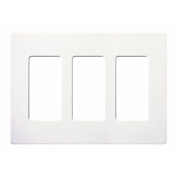 Lutron Designer Wall Plates, Number of Gangs: 3 Gloss Finish, White - CW-3-WH