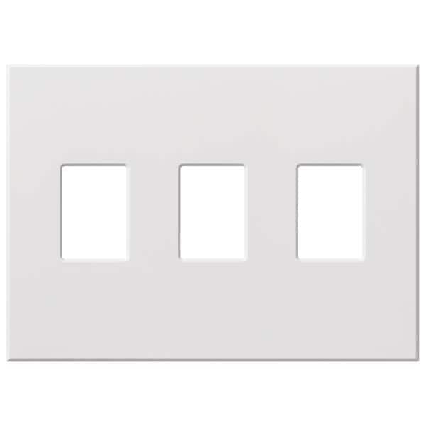 Lutron Architectural Wall Plates, Number of Gangs: 3 Plastic, Matte Finish, White - VWP-3-WH