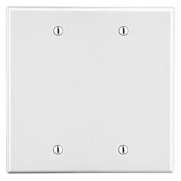 Hubbell Blank Box Mount Wall Plate, Number of Gangs: 2 Plastic, Smooth Finish, White - P23W