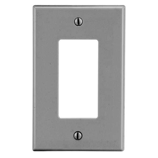 Hubbell Rocker Wall Plate, Number of Gangs: 1 Plastic, Smooth Finish, Gray - PJ26GY