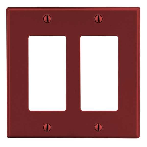 Hubbell Rocker Wall Plate, Number of Gangs: 2 Plastic, Smooth Finish, Red - P262R