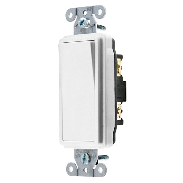 Hubbell Wall Swtch, 1-Pole, 120/277V, 15A, Wht, Rockr - DS115W