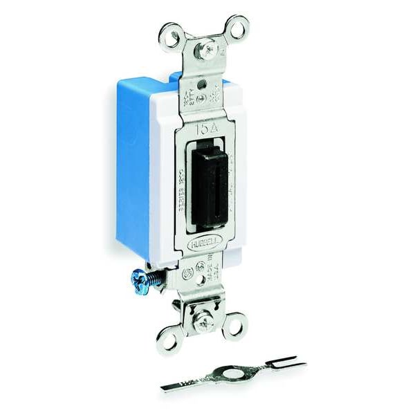 Hubbell Wall Swtch, 1-Pole, 120/277V, 20A, Blk, Toggl - HBL1221L