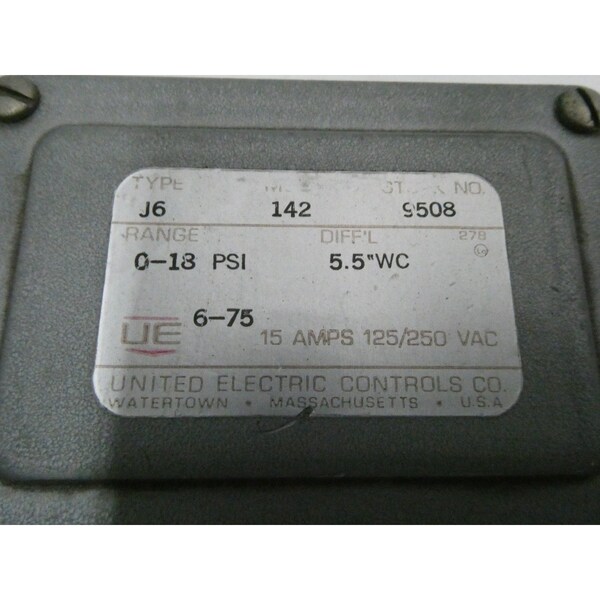 Interruptor de presión UE United Electric 0-18PSI 125/250V-AC - J6-142 9508