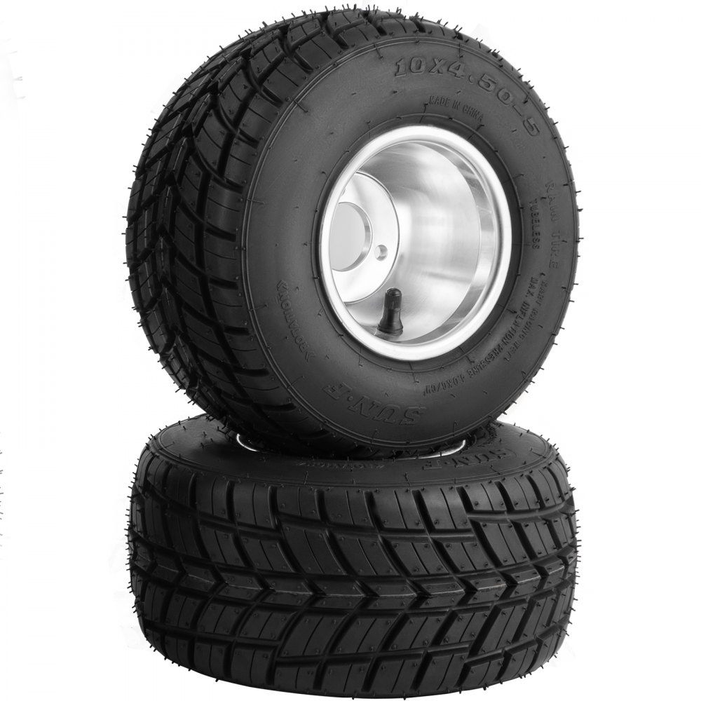 VEVOR Go Kart Tires and Rims, 2pcs Front Tires Rims, Go Cart Wheels and Tires 10"x 4.50" Front, HUB- Rim Fit Bolt Pattern 58 mm/2.28 inch with 3 Holes for Go Kart, Drift Trike, Buggy - 10X4.5-5QLKDCLZ01V0