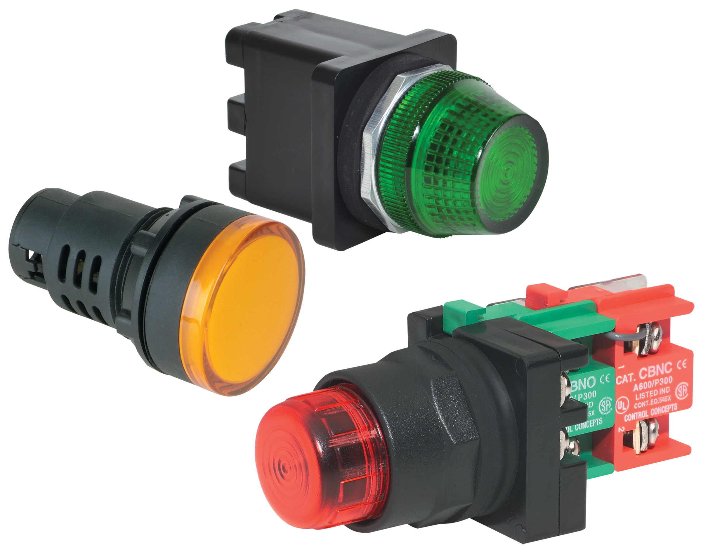 C3Controls Push-To-Test Pilot Light, Full Voltage, 120V AC/DC, Black Polyester Clamp Ring, Shrouded Mushroom, Red Lens, w/IP20 Guards - FVPTT120NL-SIPBCMRD-IP20