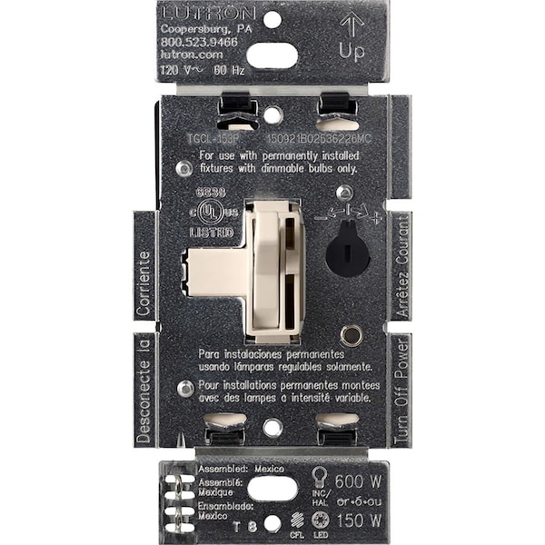 Lutron Toggler Cfl/Led Dimmr La - TGCL-153PH-LA
