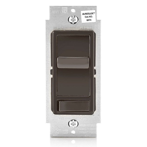 Leviton Dimmer, 1-Pole/3-Way, 120VAC, Brown - 6674-P0B