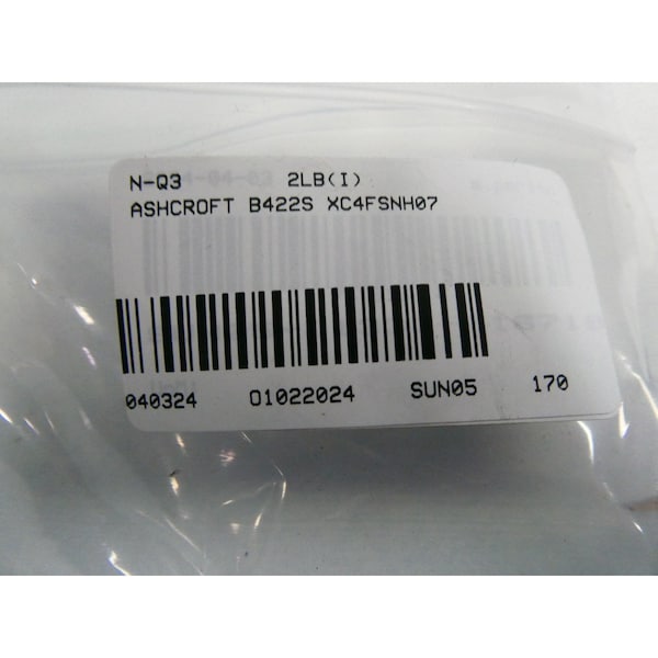 Interruptor de presión Ashcroft 1/2 pulgadas 30PSI 125/250V-AC - B422S XC4FSNH07