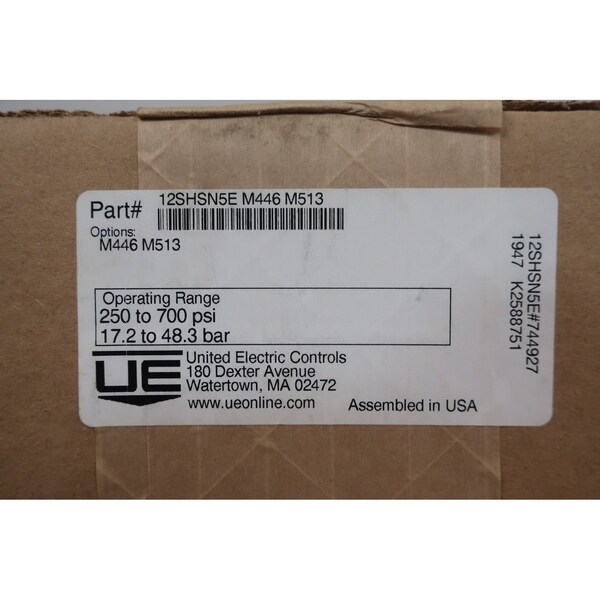 Interruptores de presión eléctrica de United Electric 12SHSN5E M446 M513 - 12SHSN5E M446 M513