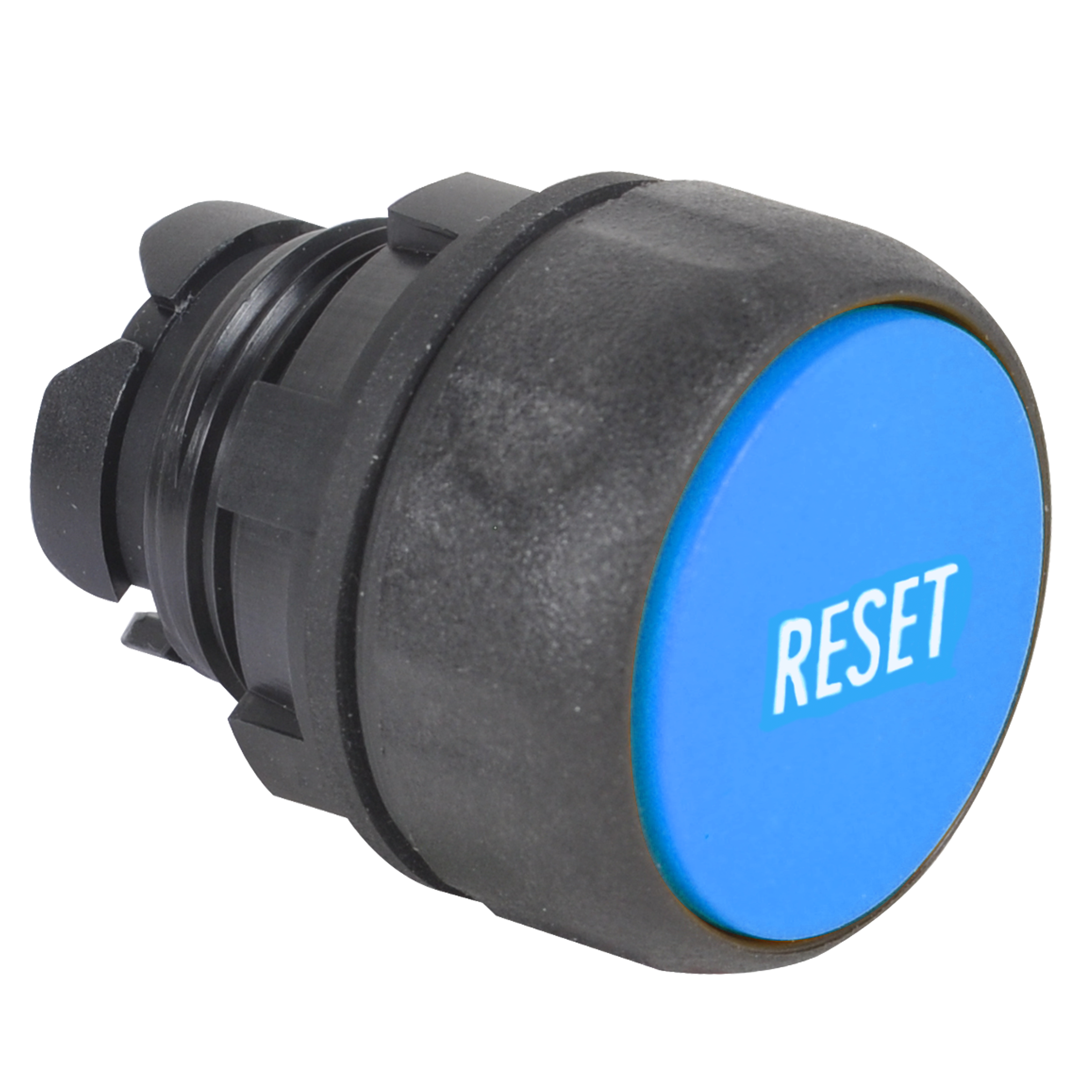 C3Controls 22mm IEC Reset Push Button, Black Polyester Bezel, Flush Cap, Black, RESET, 178mm Plastic Rod - W22RPB-FK18-PK