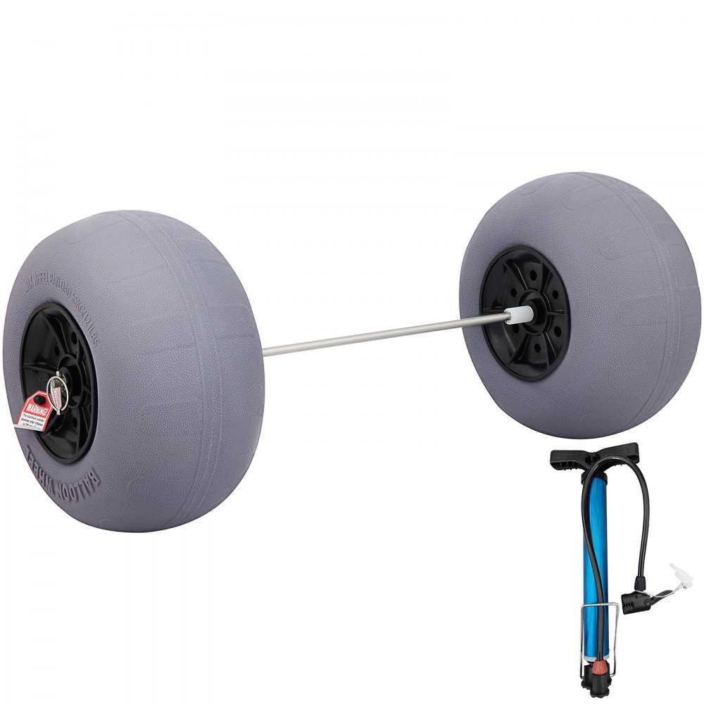 VEVOR Beach Balloon Wheels, 13" Replacement Sand Tires with 32" Stainless Steel Axle, TPU Cart Tires for Kayak Dolly, Canoe Cart and Buggy w/Free Air Pump, 2-Pack - STLYCDZCBDD124PPJV0